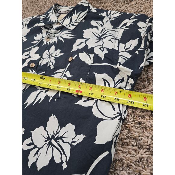 Weatherproof Vintage Navy Blue White Floral Hawaiian Shirt Men’s Size S Viscose - Picture 8 of 10